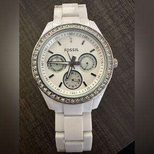 Fossil white linked watch